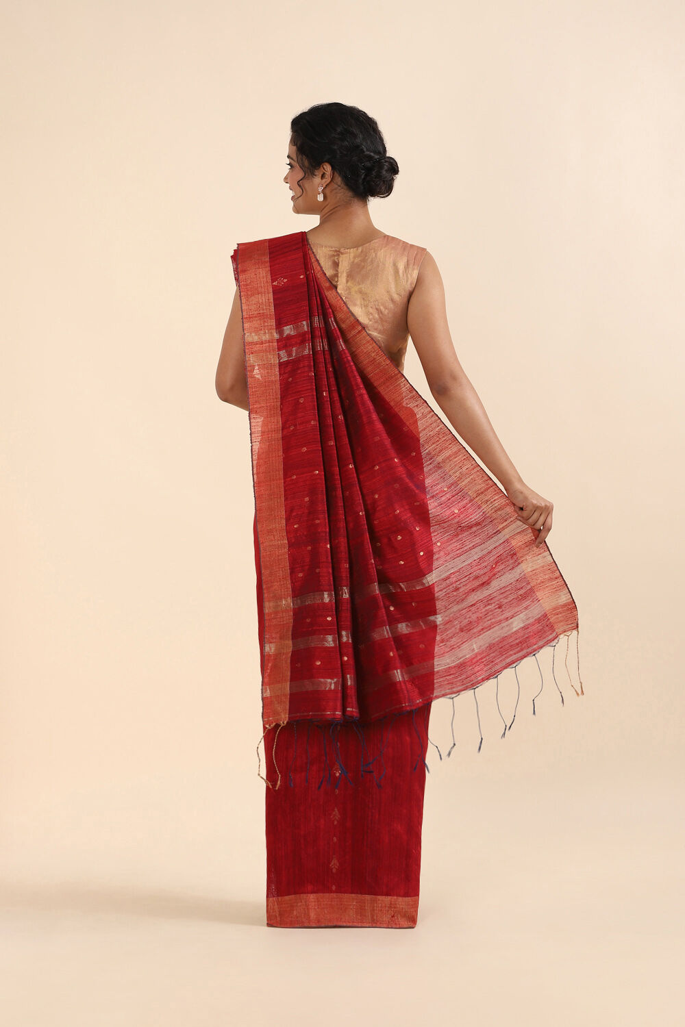 Red Pure Silk Vanya Jamdani Saree image number null