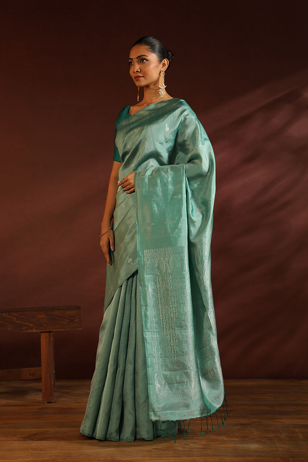 Green South Pure Silk Woven Saree image number null