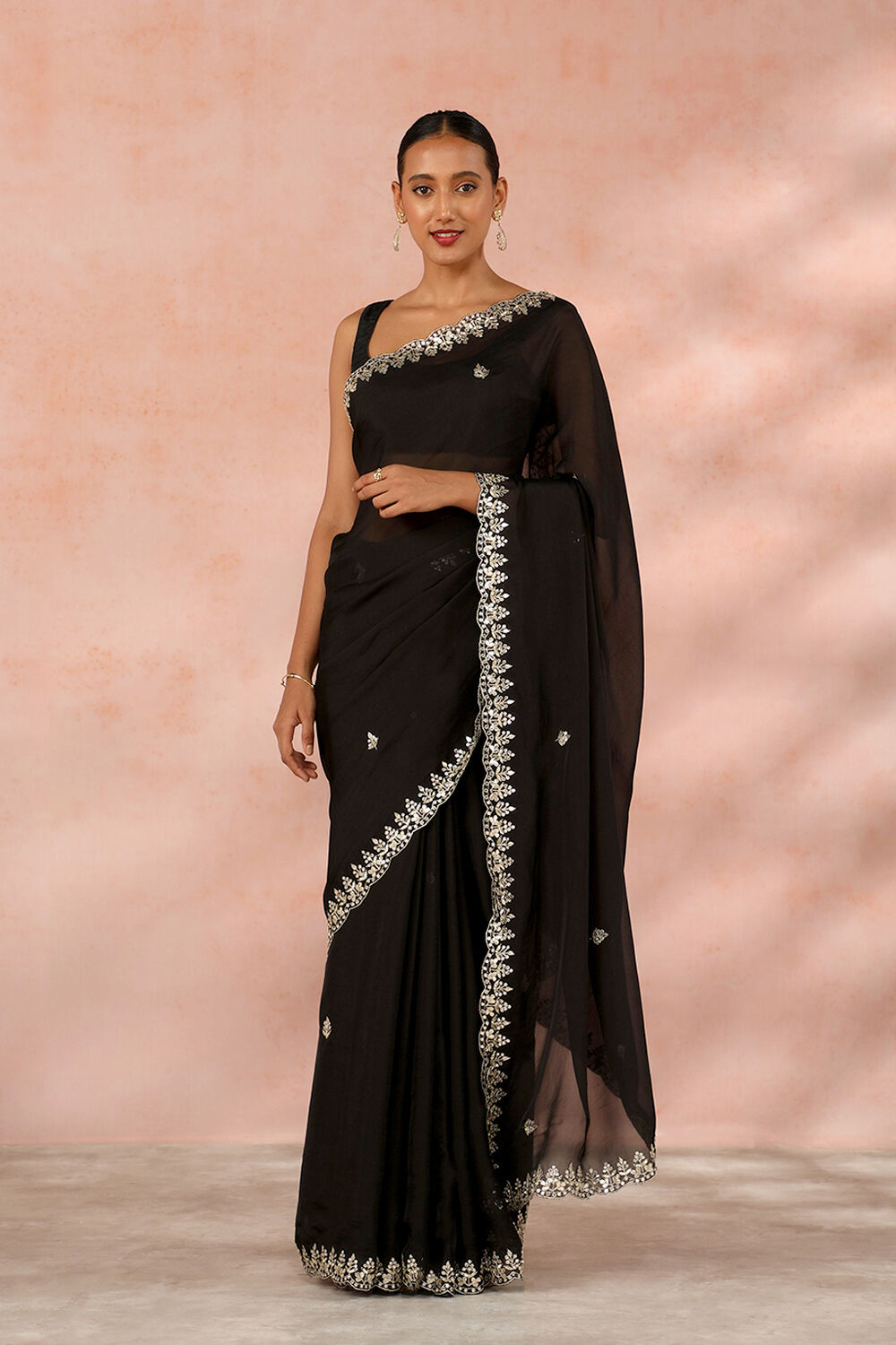 Black Contemporary Viscose Organza Gota Patti Saree image number null