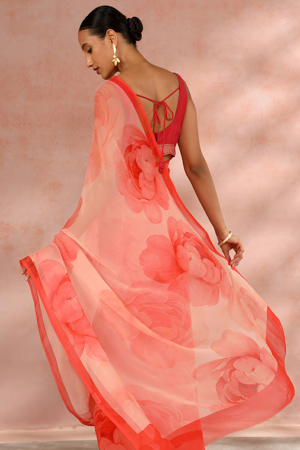 Orange Contemporary Viscose Chiffon Digital Printed Saree image number null