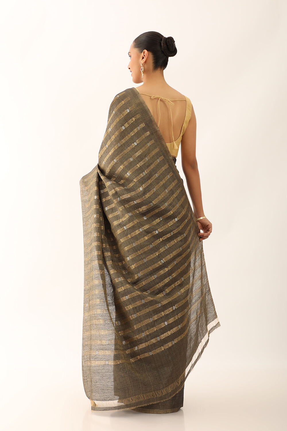 Black Chattisgarh Pure Silk Tissue Woven Saree image number null