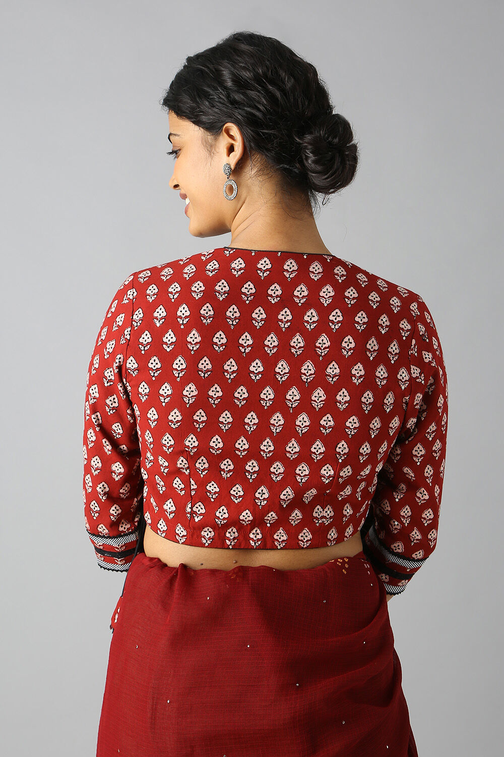 Dark Red Printed Blouse image number null