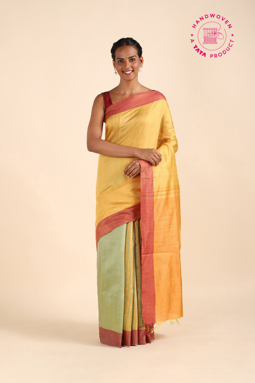 Multicolored Pure Tussar Silk Bhagalpuri Saree image number null