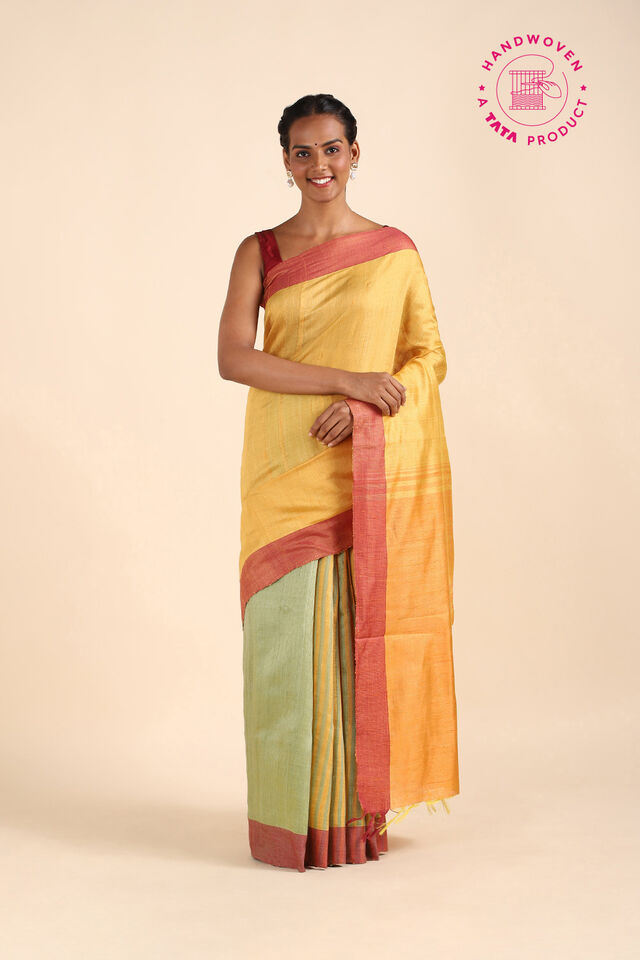 Multicolored Pure Tussar Silk Bhagalpuri Saree