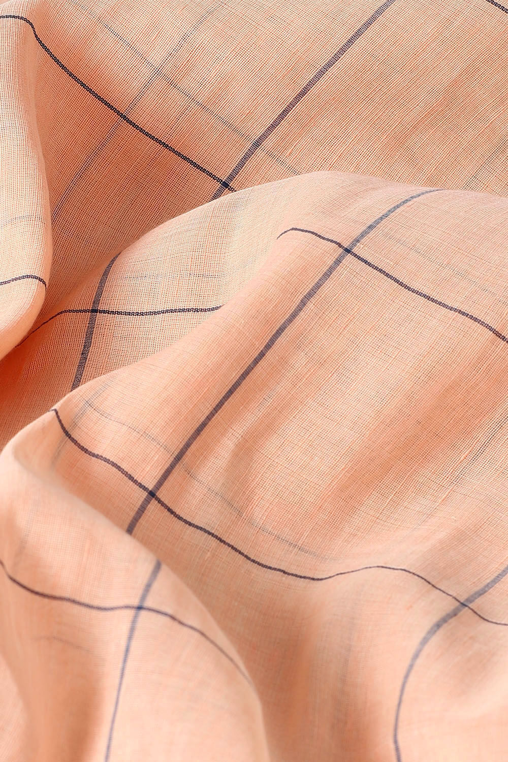 Light Orange Pure Cotton Linen Bengal Saree image number null