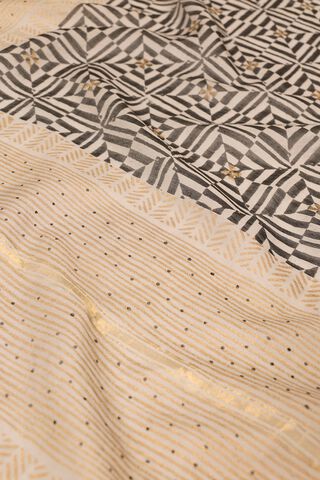 Black Rajasthan Pure Silk Cotton Printed Sanganeri Saree thumbnail image number null