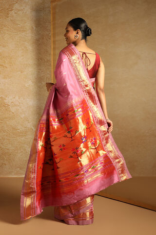 Pink Pure Silk Paithani Saree thumbnail image number null