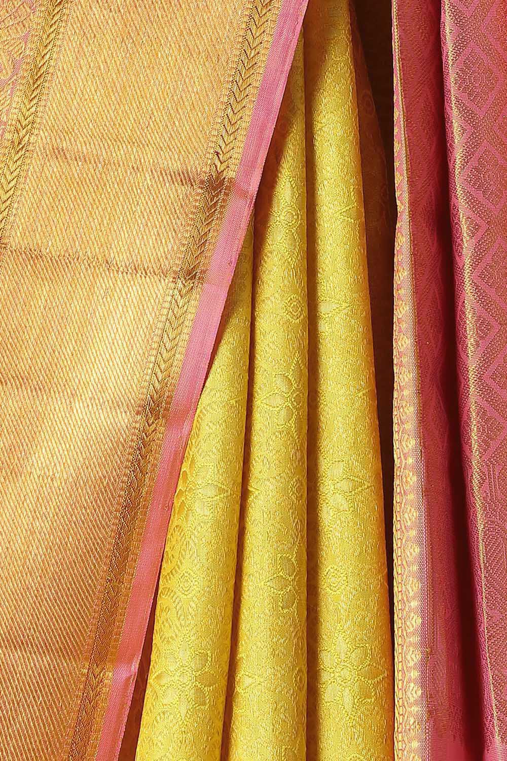 Light Yellow Pure Silk Kanjivaram Saree image number null