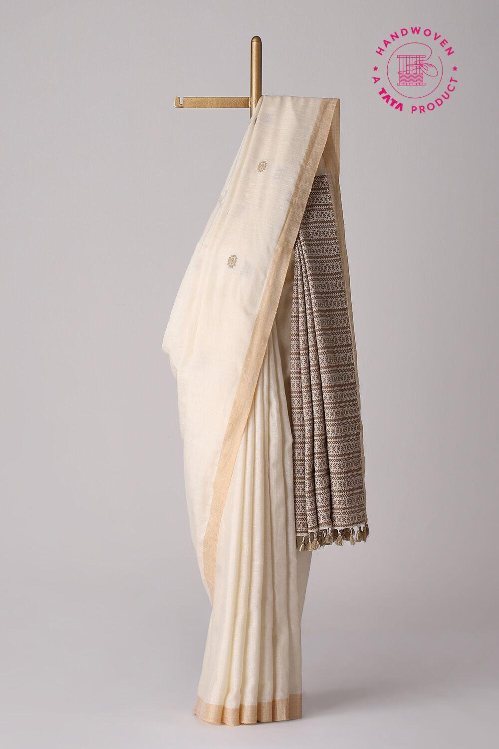 Off White Pure Eri Assam Saree image number null