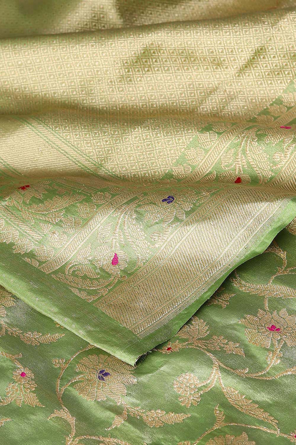 Green Pure Tissue Silk Banarasi Saree image number null