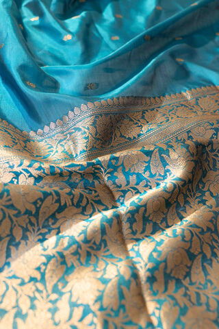 Blue Silk Viscose Cutwork Banarasi Saree thumbnail image number null