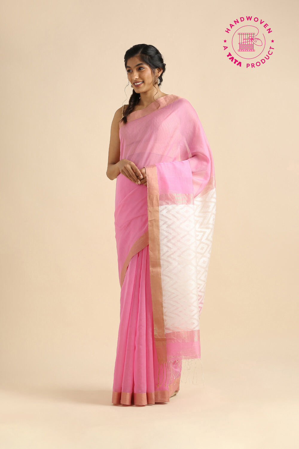 Grey Pure Silk Cotton Bengal Saree image number null