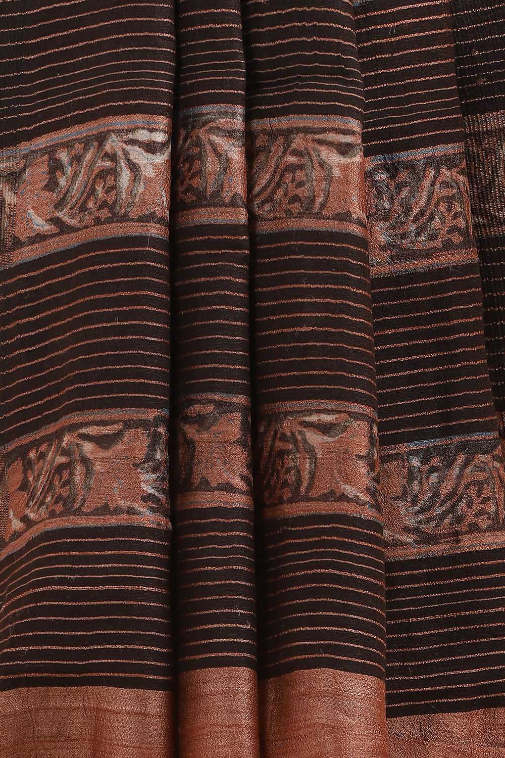 Brown Pure Tussar Printed Saree image number null