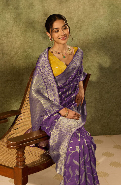 Violet Pure Viscose Woven Saree
