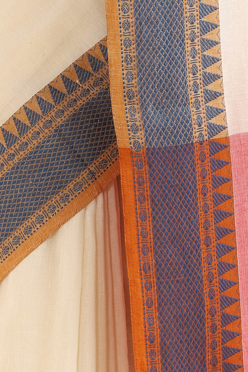Off Pure White Cotton Bengal Saree image number null