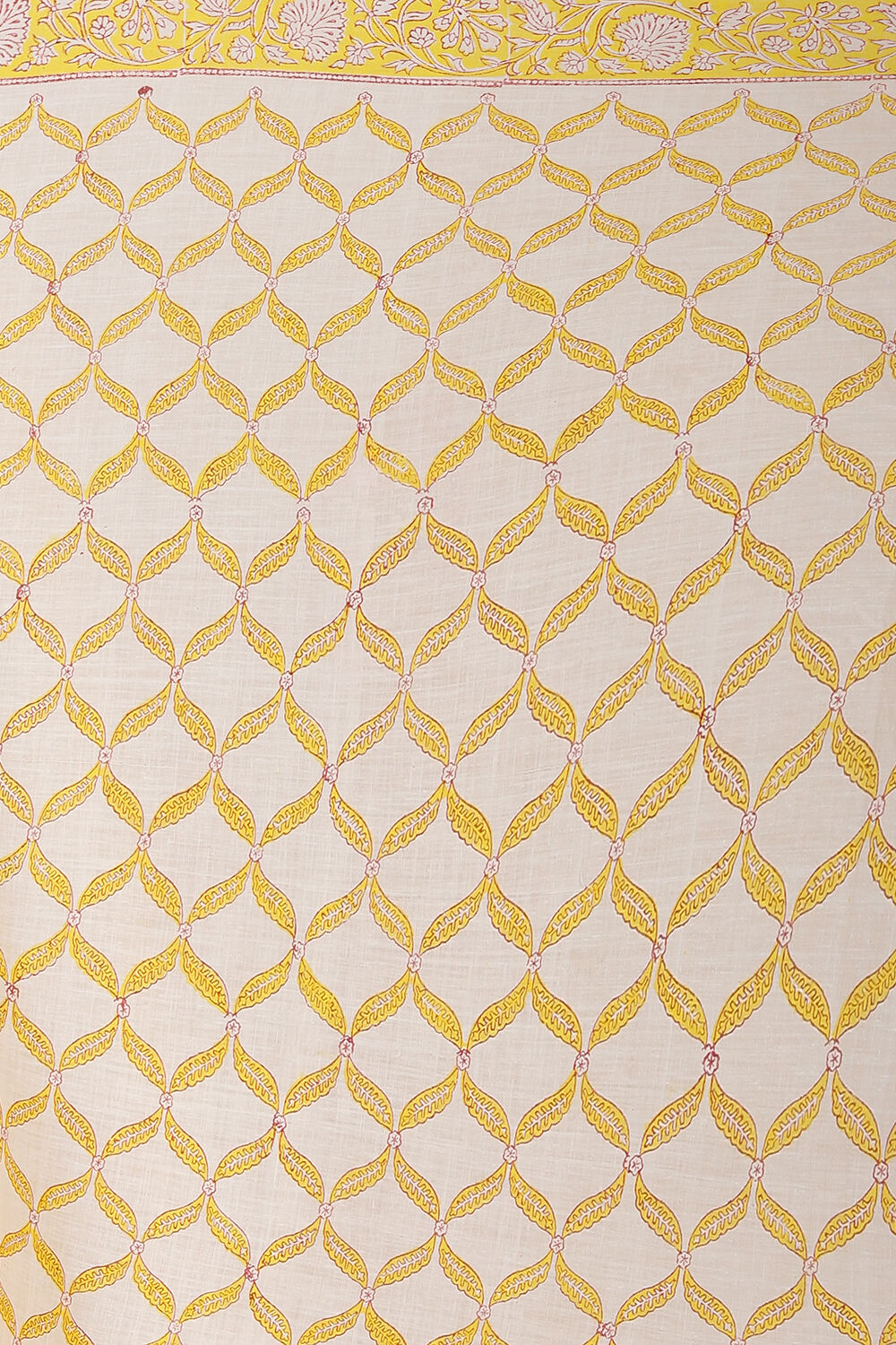 Light Yellow Pure Khadi Cotton Block Print Sanganeri Saree image number null