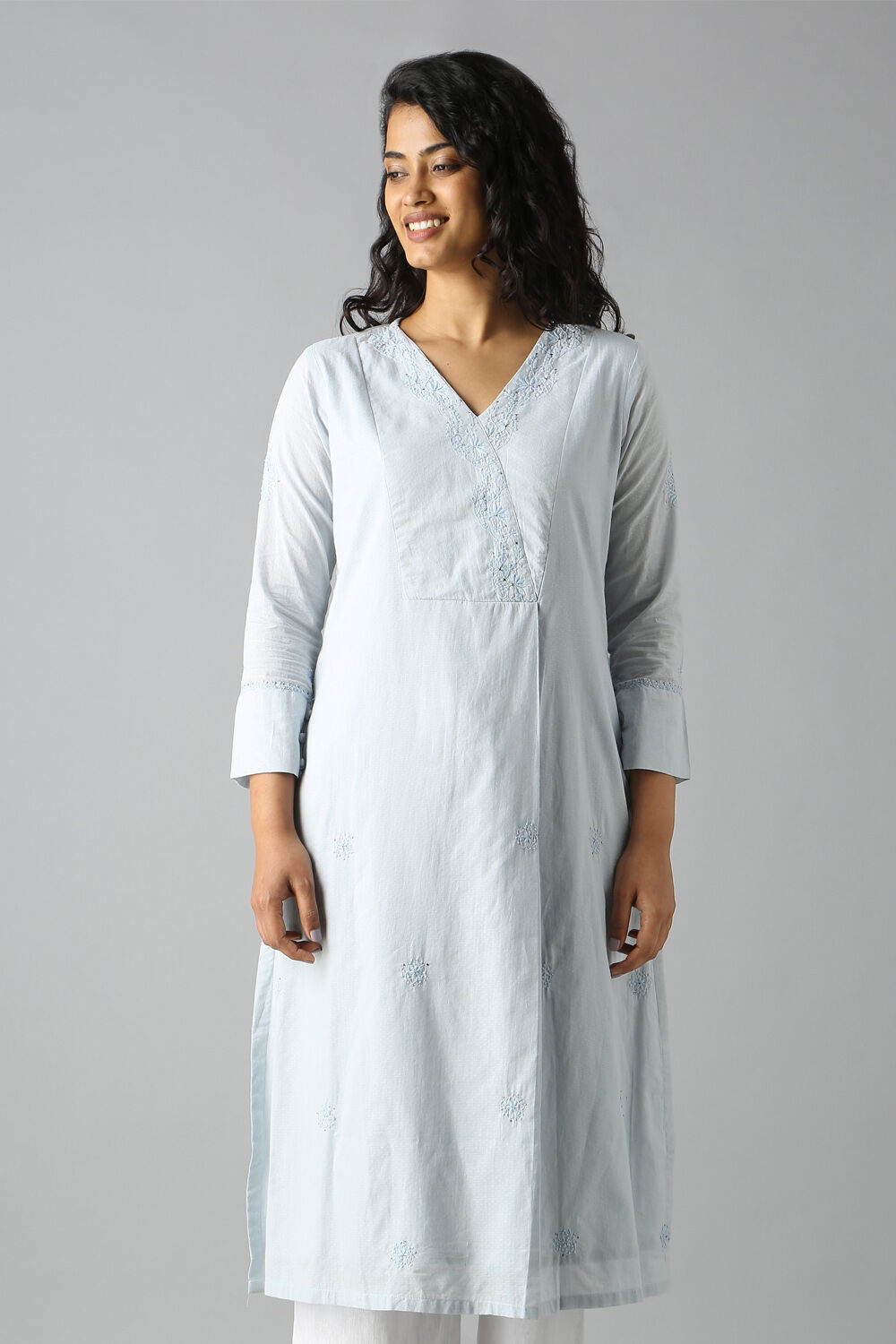 Light Blue Chikankari Kurta image number null