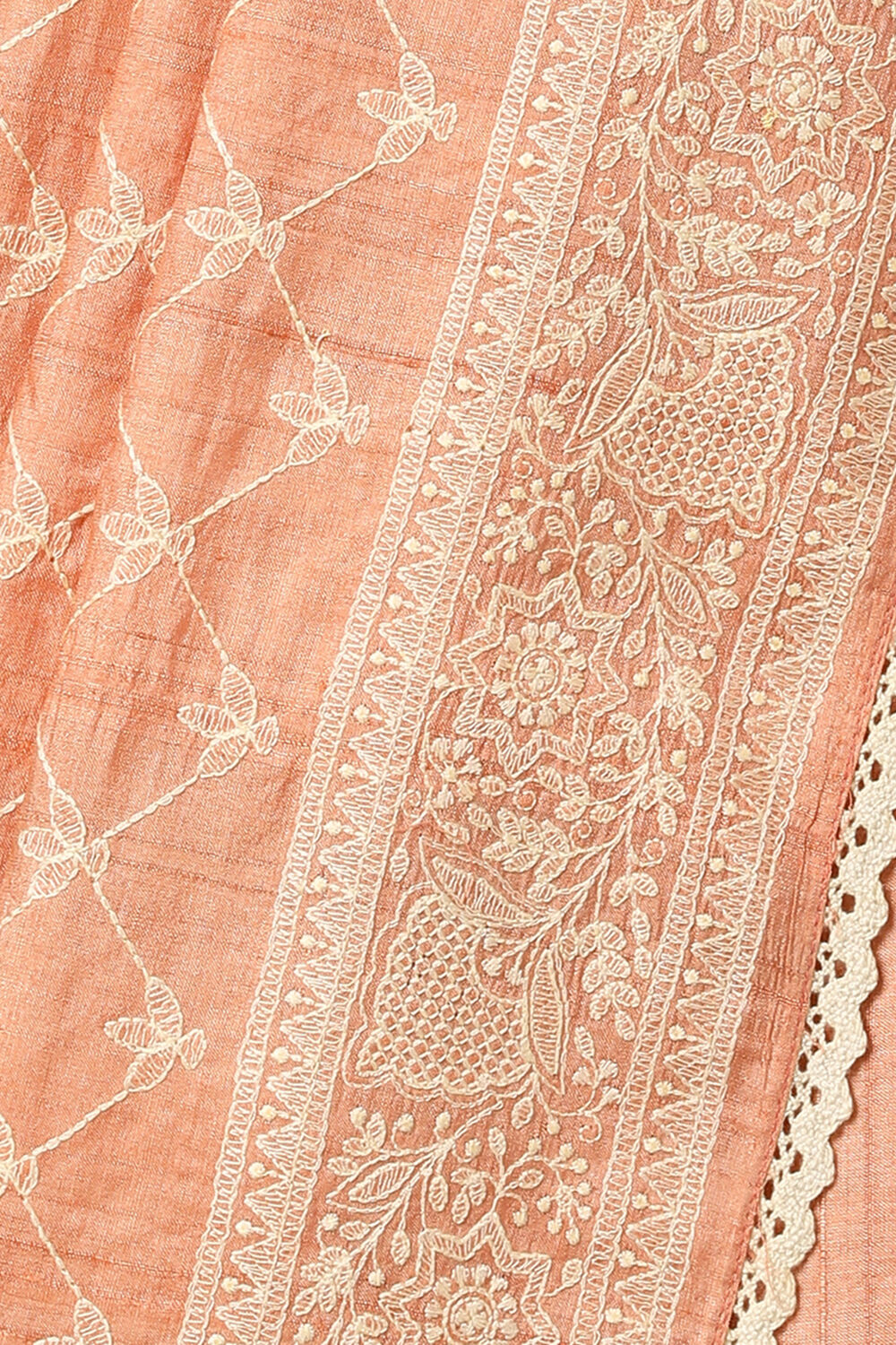 Light Orange Embroidered Pure Tussar Saree image number null