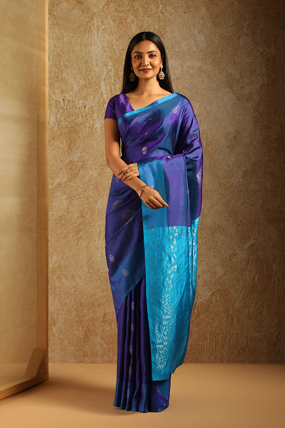Blue South Pure Silk Woven Saree image number null