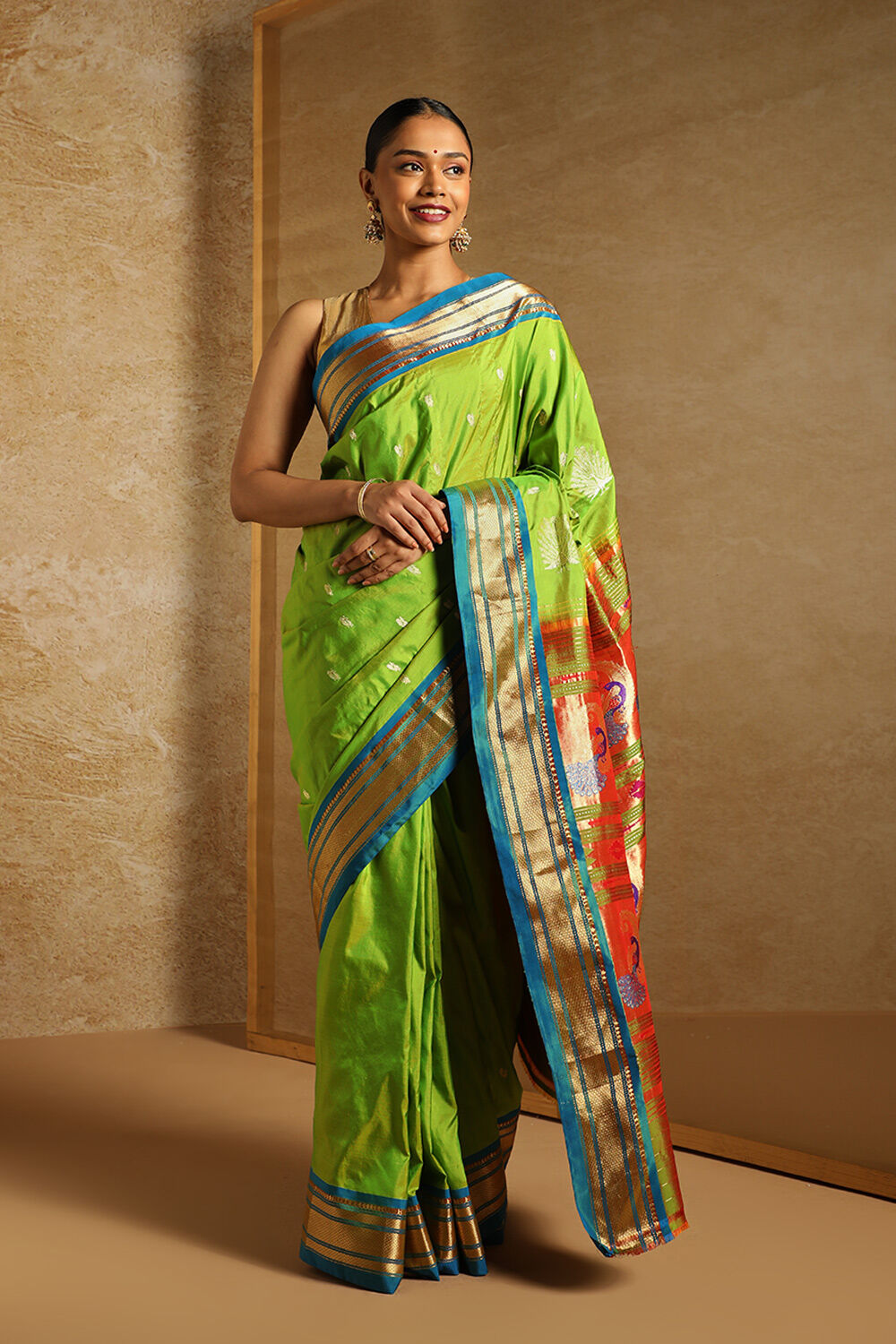 Light Green Pure Silk Paithani Saree image number null