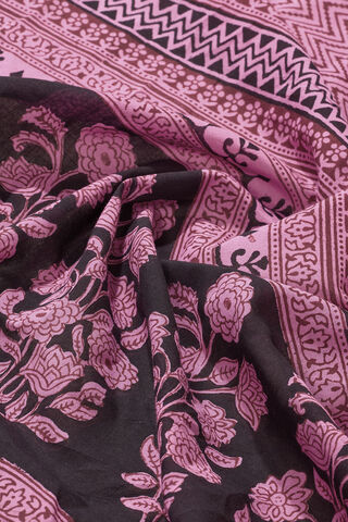 Dark Pink Bagh Block Printed Pure Cotton Saree thumbnail image number null