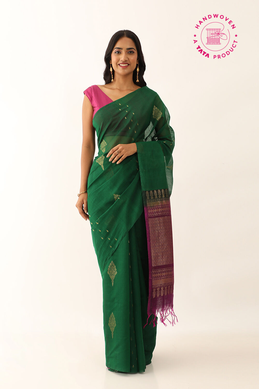 Green Pure Silk Cotton Woven South Saree image number null