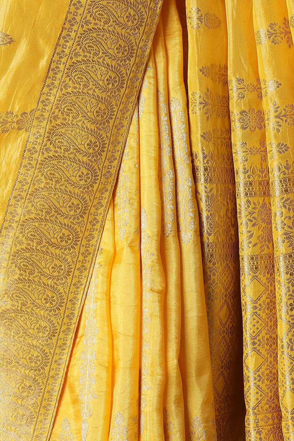 Yellow Luxe Woven Saree image number null