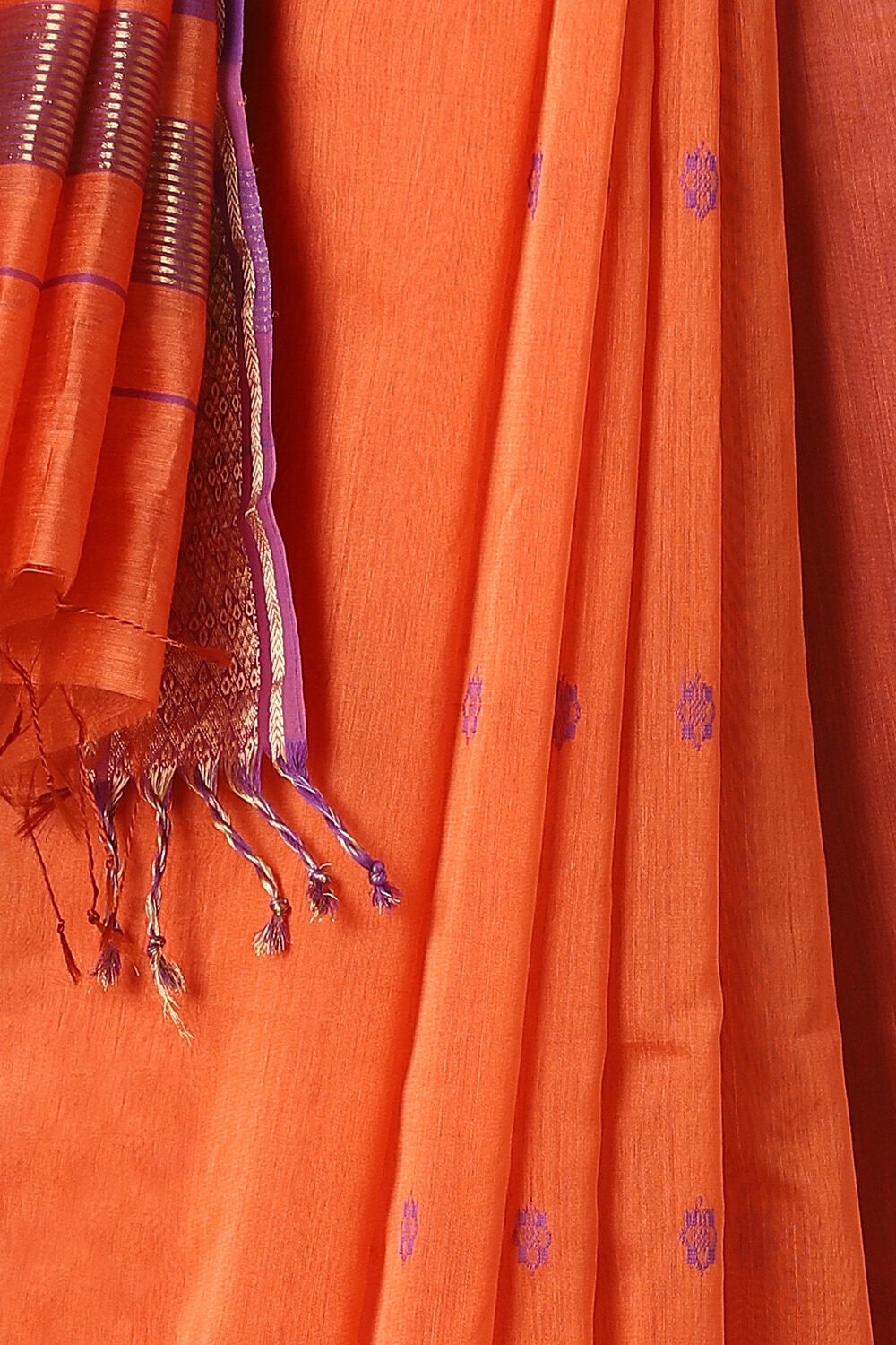 Orange Pure Silk Cotton Maheswari Saree image number null
