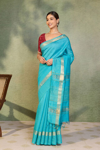 Light Blue Bhagalpur Woven Pure Silk Saree thumbnail image number null