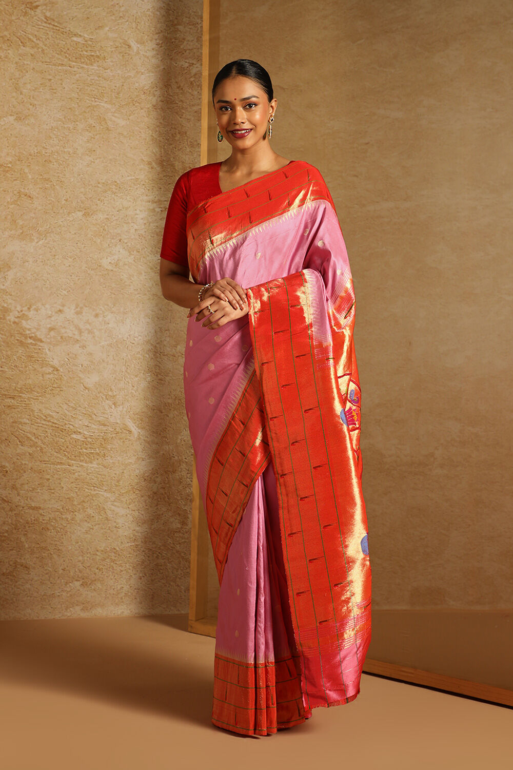 Pink Pure Silk Paithani Saree image number null
