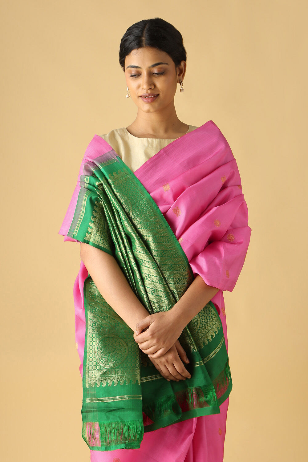 Pink Pure Silk Kanjivaram Saree image number null