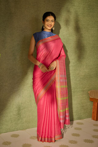 Pink Bhagalpur Woven Silk Viscose Saree thumbnail image number null