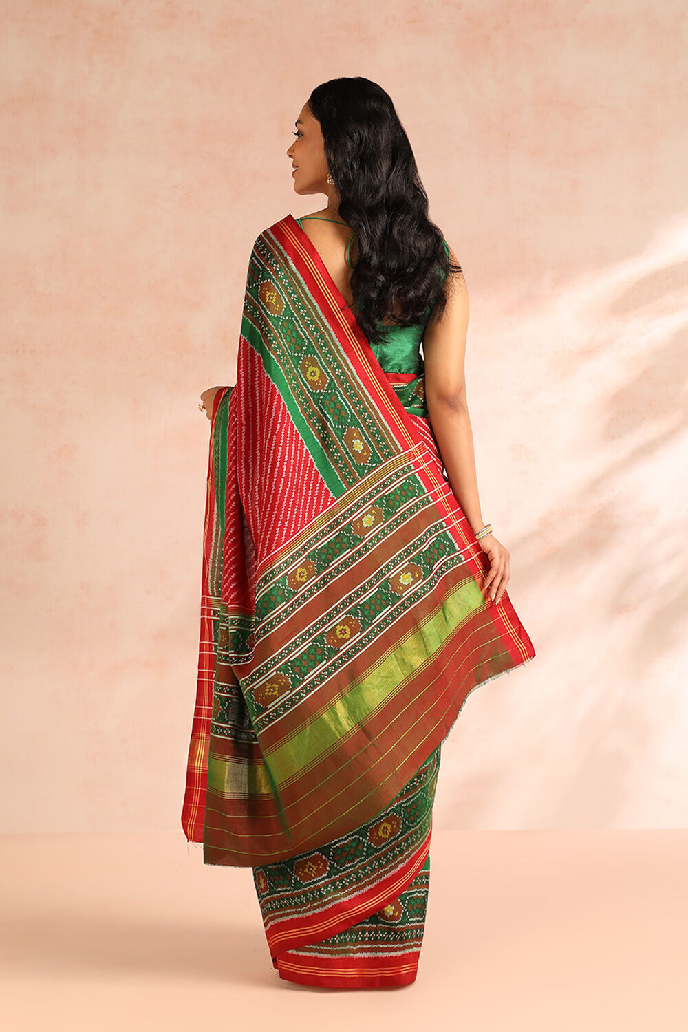 Red Rajkot Pure Silk Ikat Patola Saree image number null