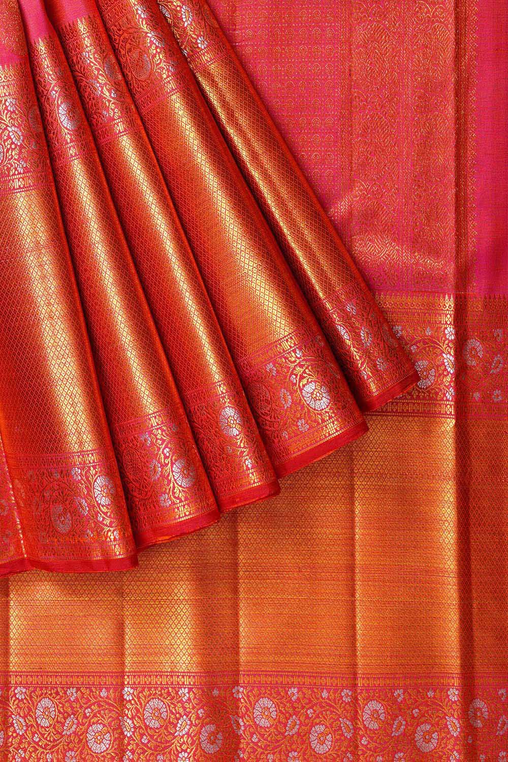 Orange Pure Silk Woven Kanjivaram Saree image number null