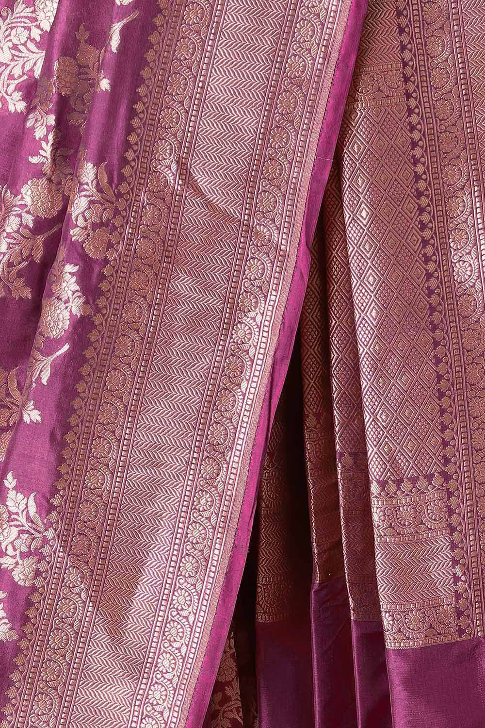 Violet Pure Silk Banarasi Saree image number null