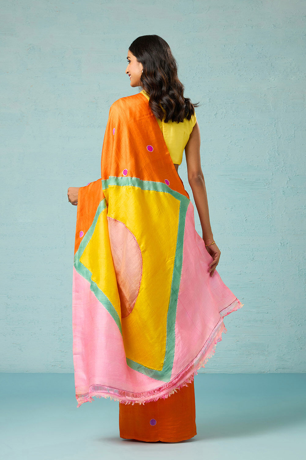 Orange Chattisgarh Pure Silk Hand Painted Saree image number null