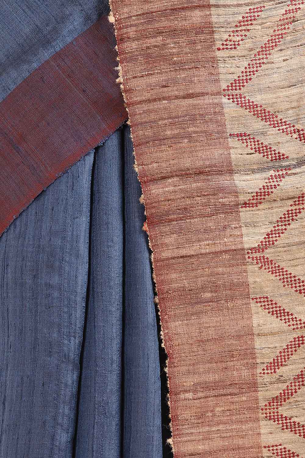 Blue Pure Khadi Silk Bhagalpuri Saree image number null