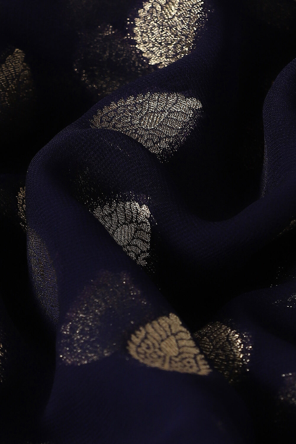 Dark Blue Viscose Pure Georgette Banarasi Saree image number null
