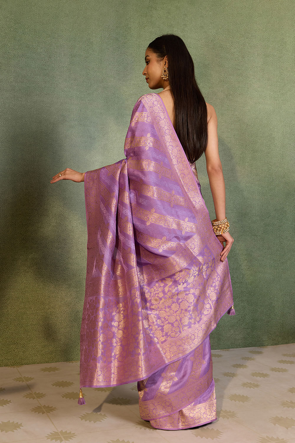 Violet Woven Pure Viscose Saree image number null