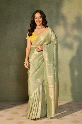 Light Blue Woven Viscose Tissue Saree image number