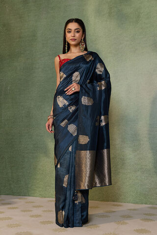 Dark Blue Woven Design Viscose Saree thumbnail image number null