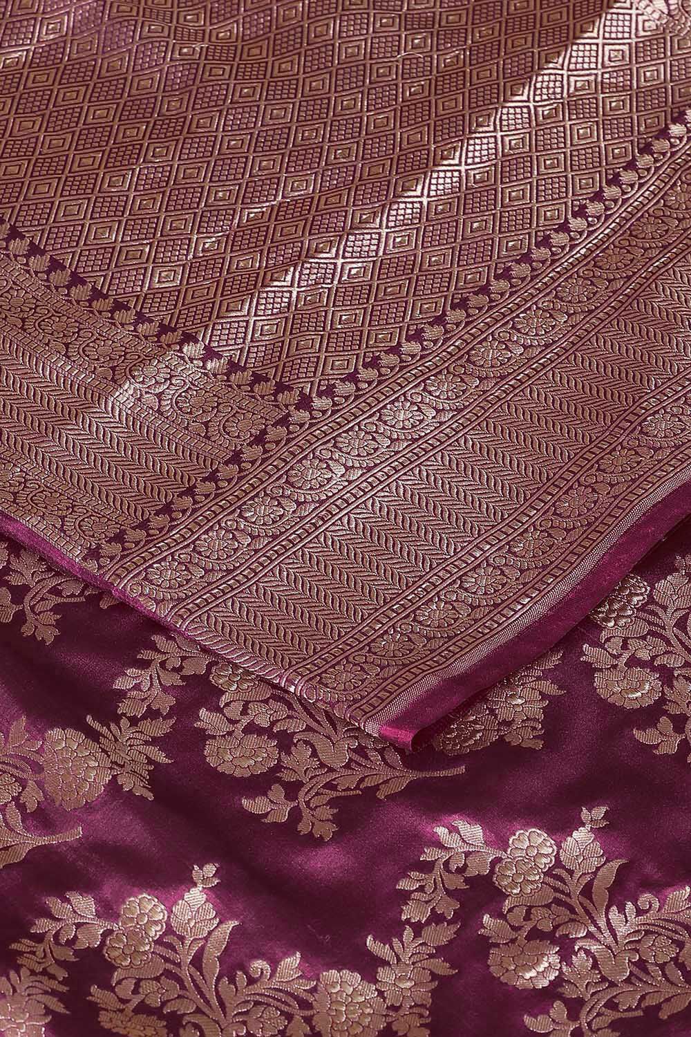 Violet Pure Silk Banarasi Saree image number null