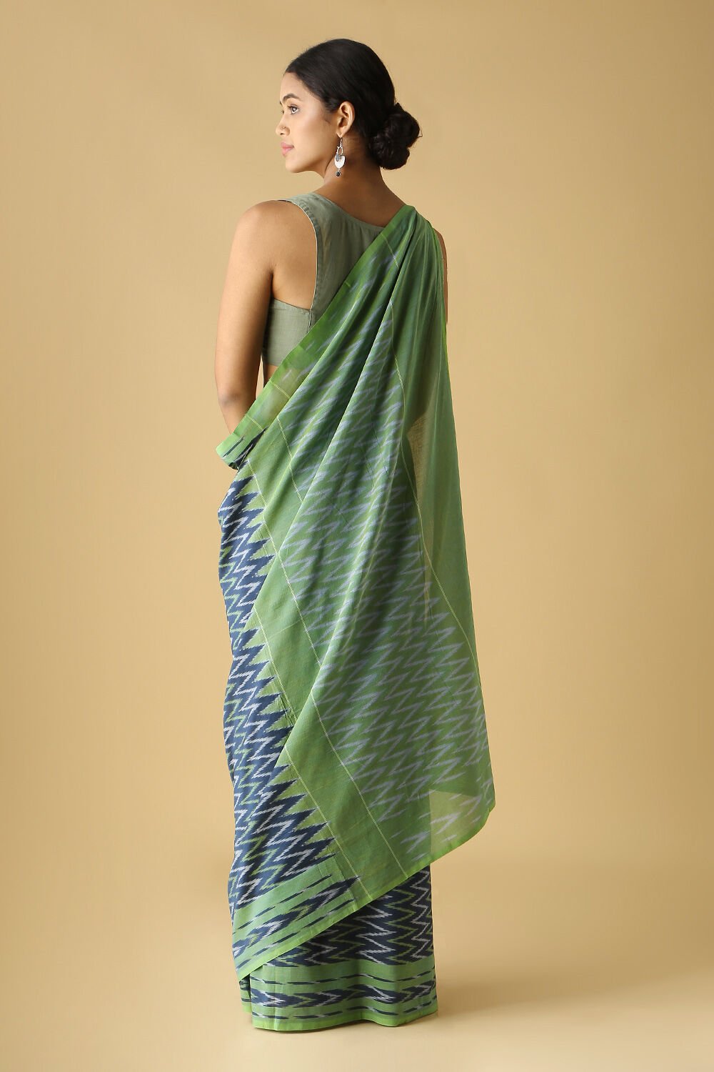 Dark Pure Blue Cotton Pochampalli Ikat image number null