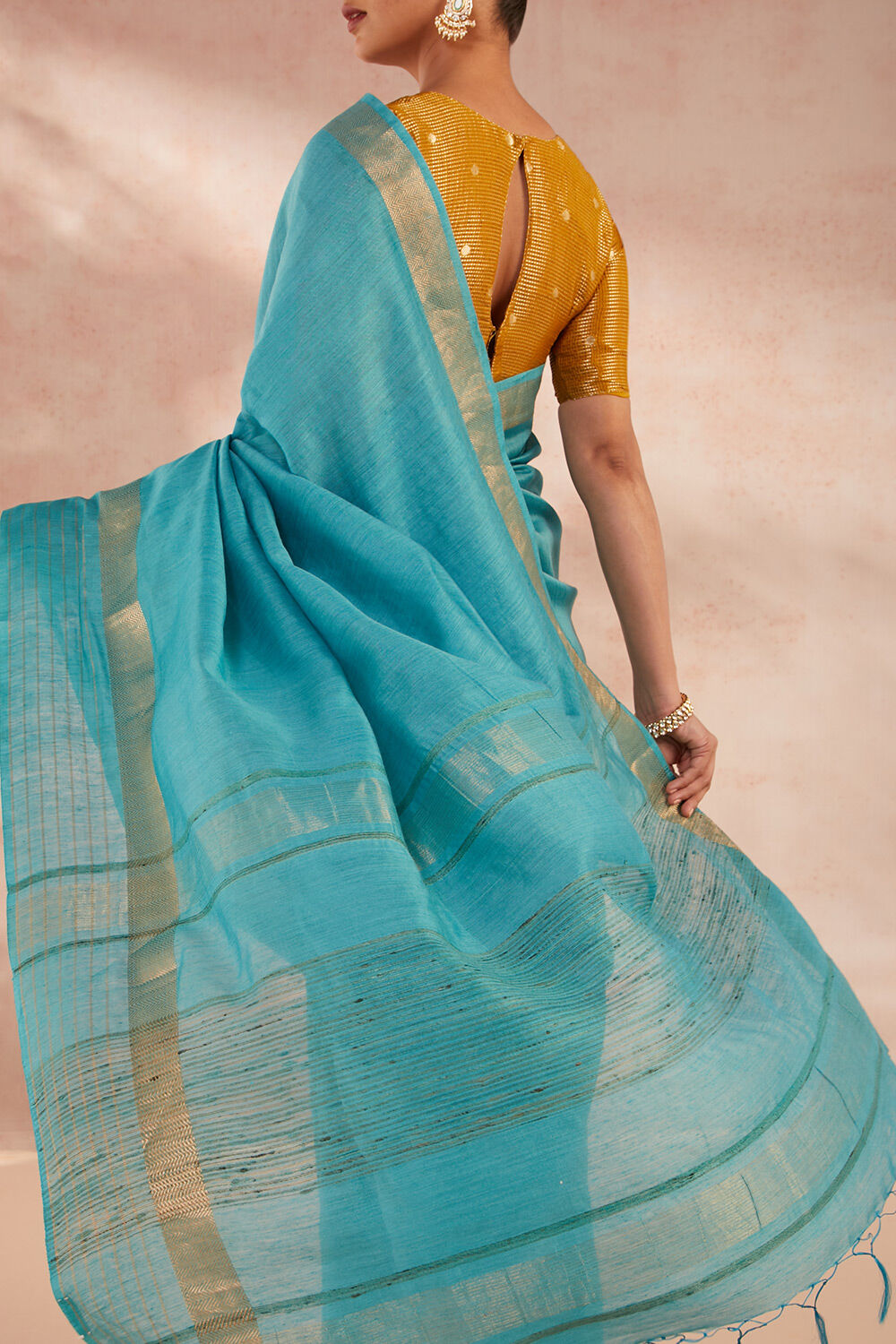 Blue Bhagalpur Woven Pure Silk Saree image number null