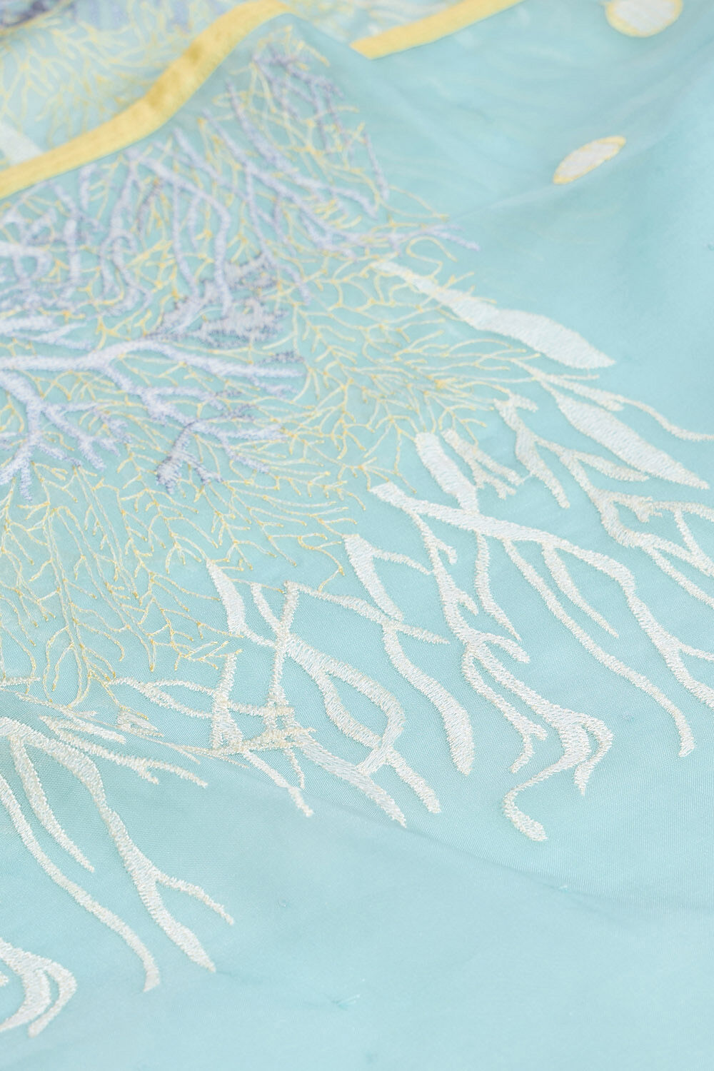 Light Blue Viscose Organza Embroidered Saree image number null