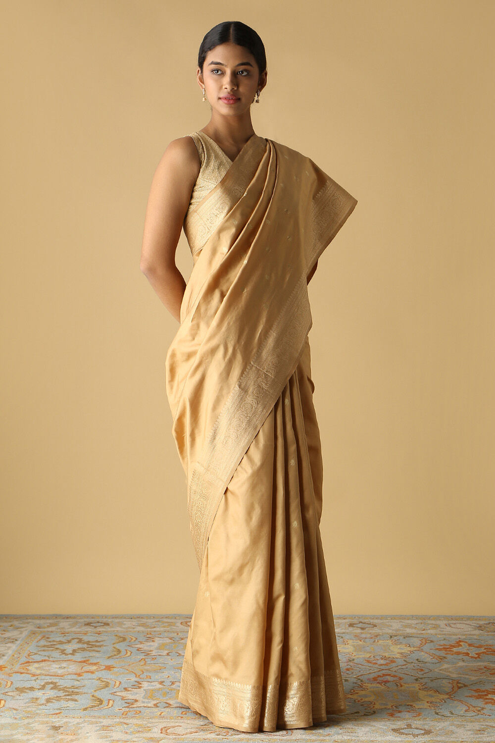 Beige Pure Silk Banarasi Saree image number null