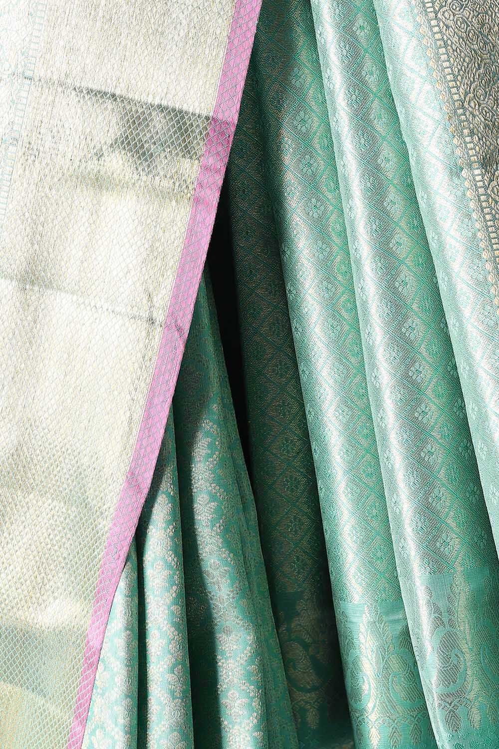 Onyx Blue Pure Zari Pure Silk Kanjivaram Saree image number null
