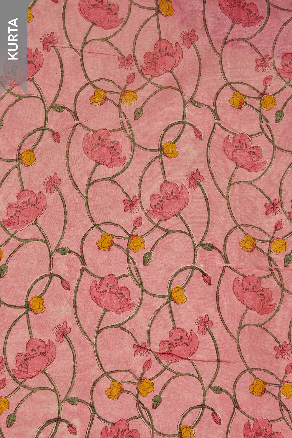 Light Pink Pure Silk Cotton Printed Sanganeri Unstitched Suit Set image number null