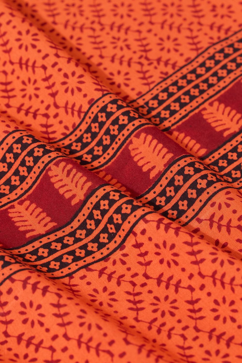 Red Bagh Block Printed Pure Cotton Saree image number null