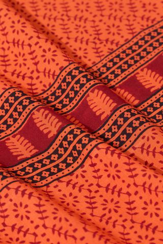 Red Bagh Block Printed Pure Cotton Saree thumbnail image number null